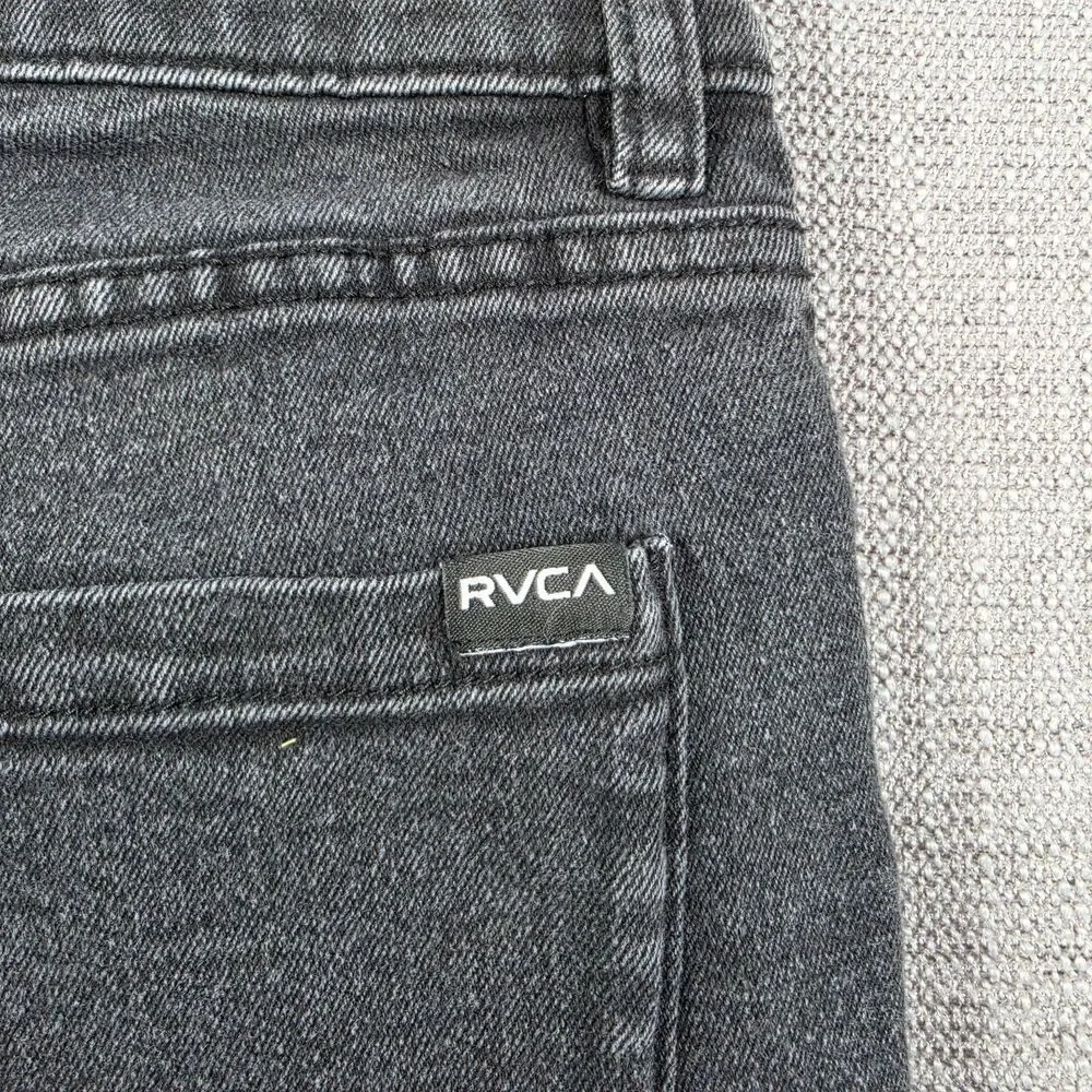 RVCA Mens Jeans 38 Black Denim Pants Slim Straight Stretch Skate Grunge 2000s